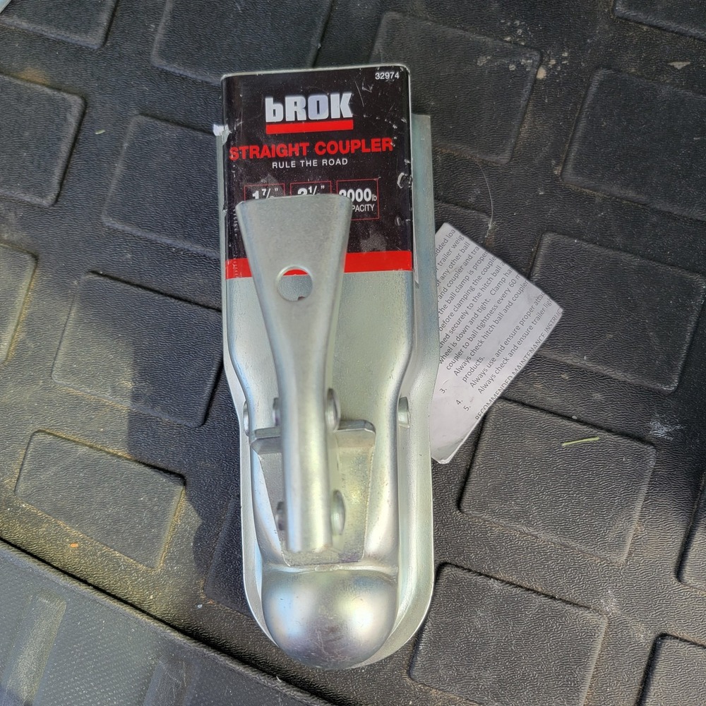 Brok 32974 1-7/8" X 2 1/2" Trailer Coupler 2000 lb, BALL 1-7/8", CHANNEL 2-7/8"